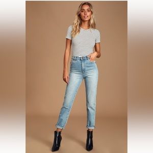 Lulus Basics Kinship Black And White Striped Ribbed Bodysuit